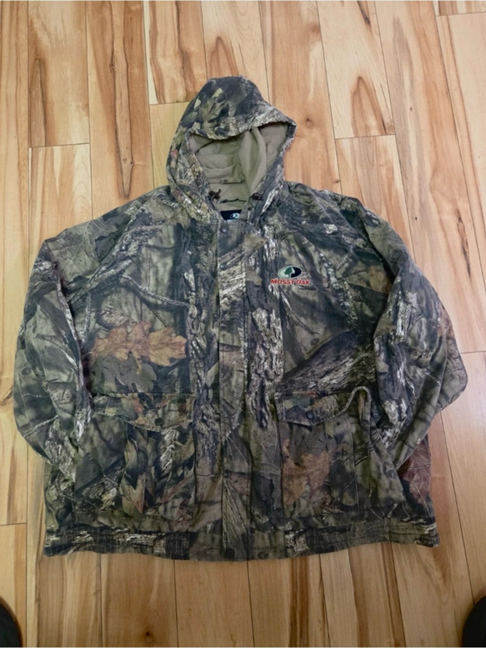 Mossy Oak Men's Camouflage Hooded Field Jacket - Green & Brown